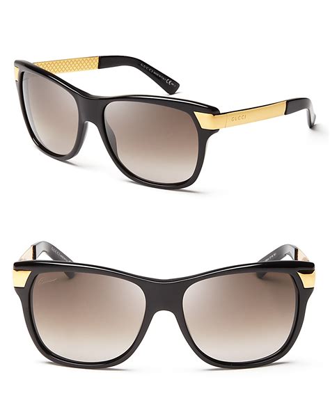 gucci oversized gold temple wayfarer sunglasses|wayfarer gucci sunglasses women.